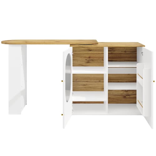 360° Rotating Bar Table with Storage, White - image 17