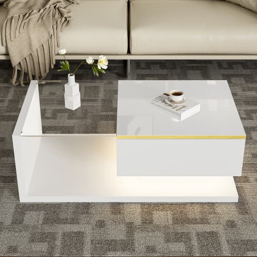 Modern High Gloss Coffee Table with Glass Top and LED Lighting - image 27
