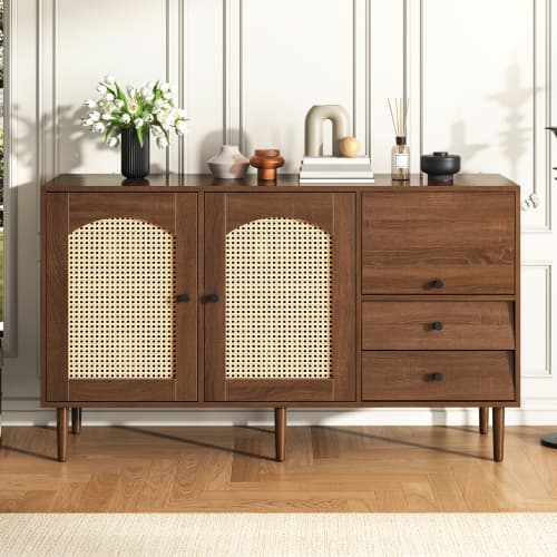 Country-Style Sideboard with Rattan Doors - image 1