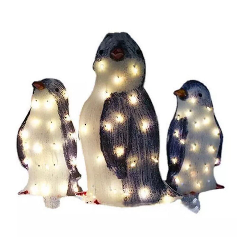 Set of 3 Light-Up Penguin Family Christmas Garden Ornaments - image 1