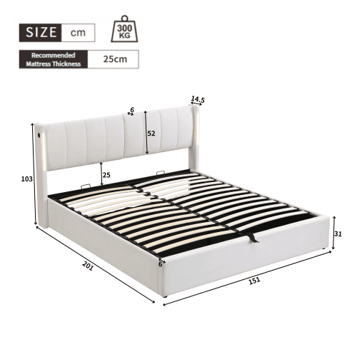 Modern King Size Ottoman Bed with LED Lighting and USB Charging - image 2