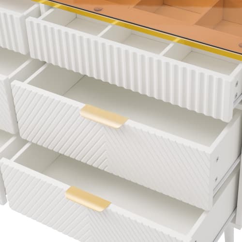 Contemporary White 6-Drawer Sideboard Cabinet - image 4