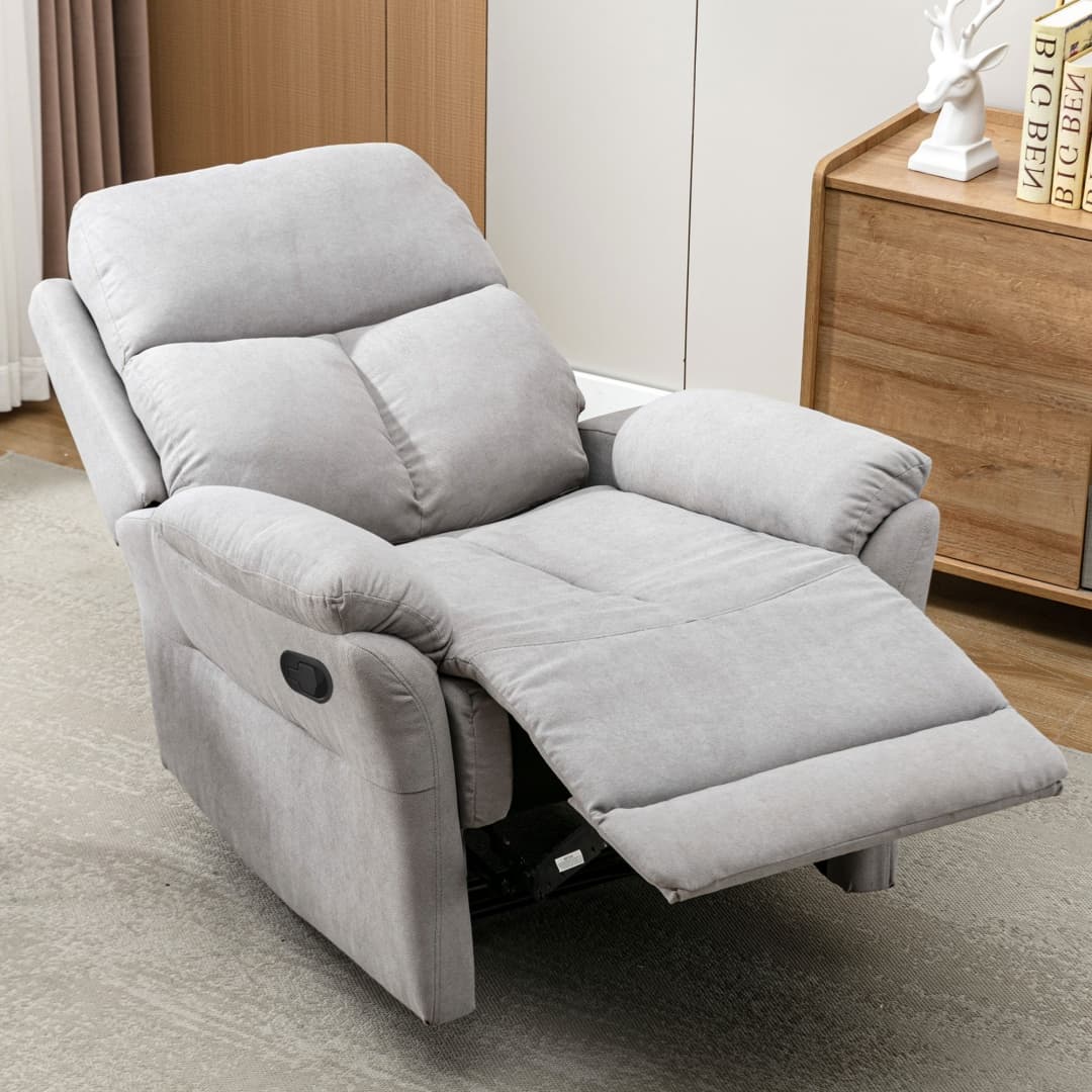 Comfortable Fabric Recliner Armchair with Adjustable Footrest - image 1