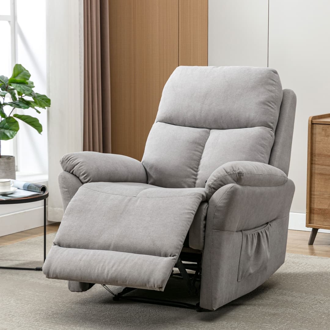 Comfortable Fabric Recliner Armchair with Adjustable Footrest - image 5