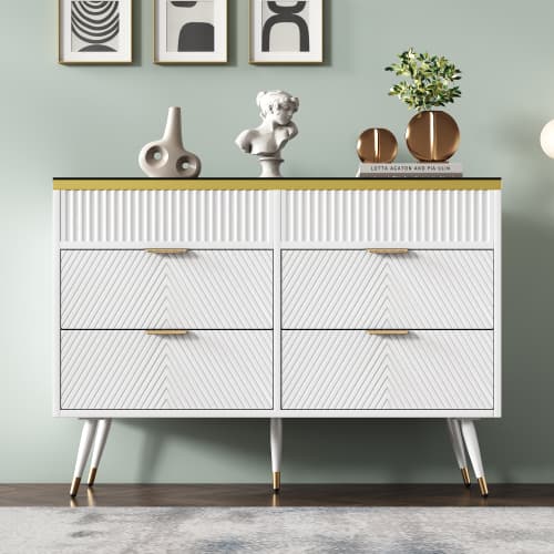 Contemporary White 6-Drawer Sideboard Cabinet - image 16