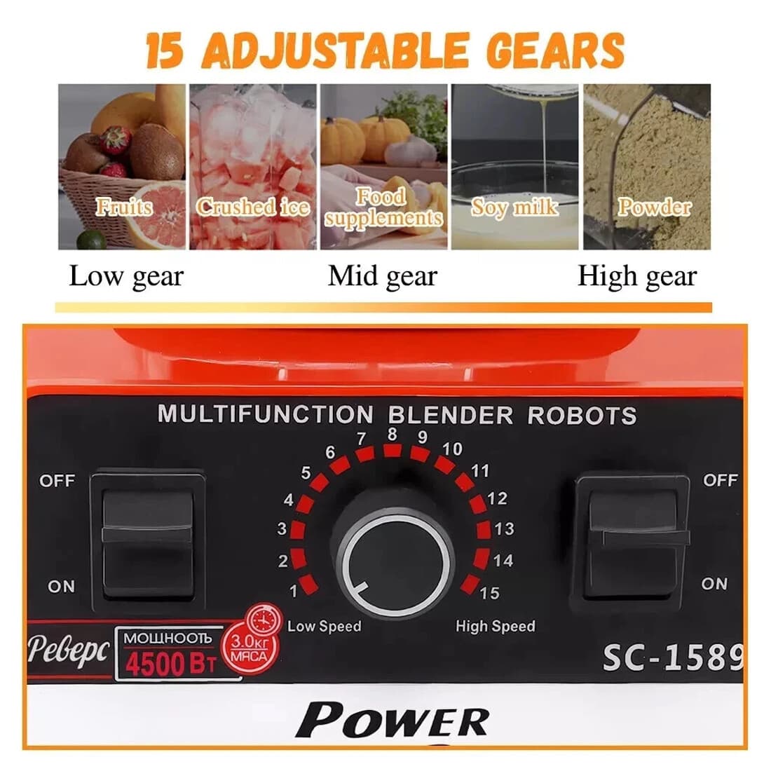 Powerful 4500W Countertop Blender with 2L Jug - image 6