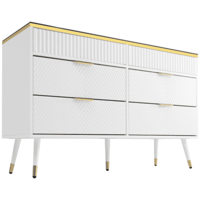 Contemporary White 6-Drawer Sideboard Cabinet - image 11