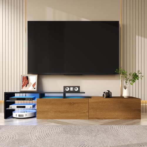 Contemporary TV Unit with LED Ambient Lighting & Storage