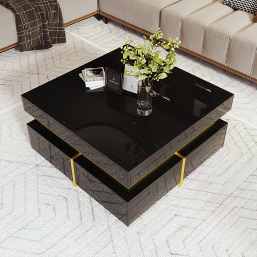 Modern Square High Gloss Coffee Table with Storage