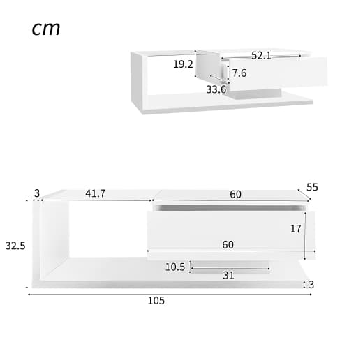 Modern High Gloss Coffee Table with 16-Colour LED Lighting - image 5