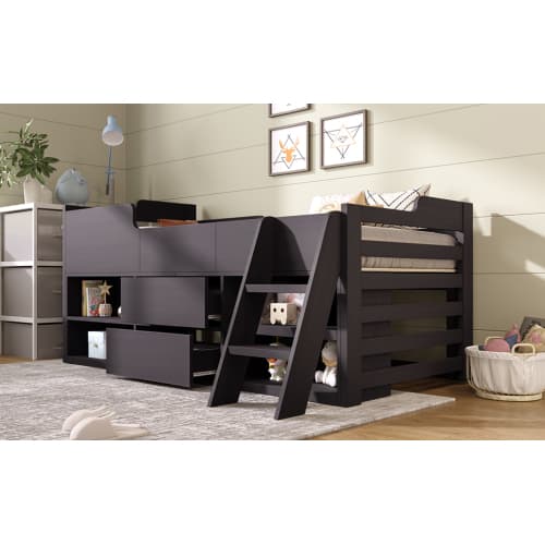 Children's White Mid Sleeper Bed with Drawers & Shelves - image 12