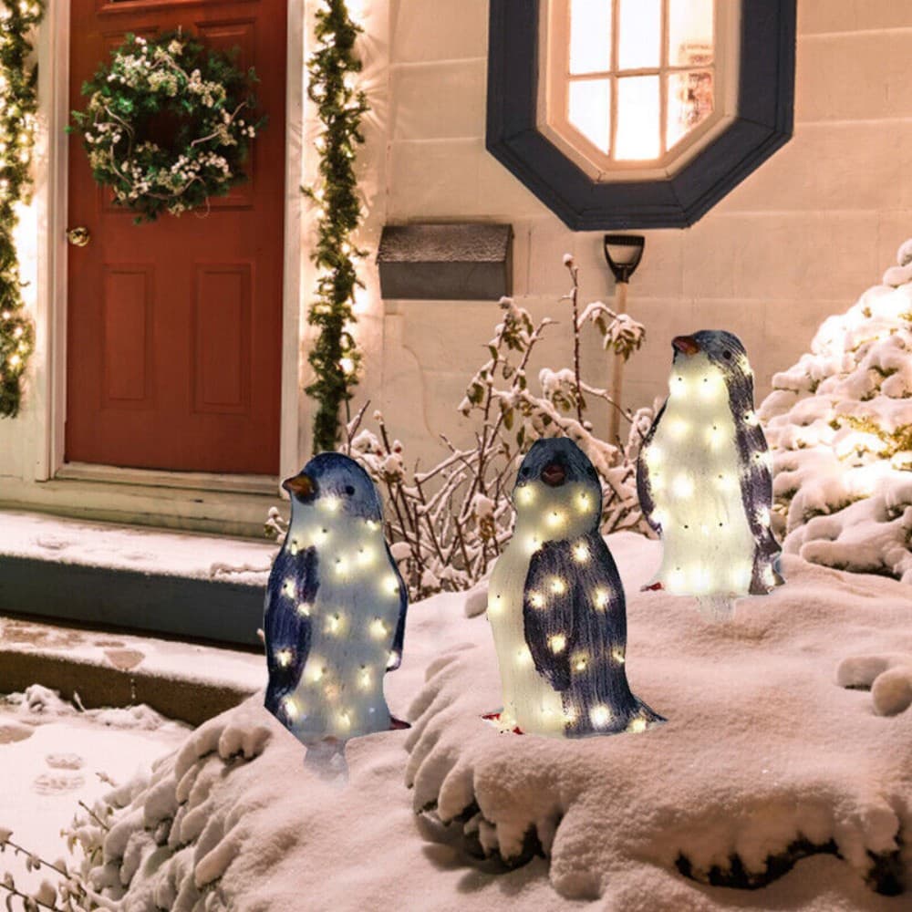 Set of 3 Light-Up Penguin Family Christmas Garden Ornaments - image 5
