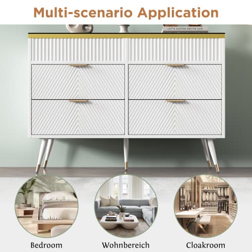 Contemporary White 6-Drawer Sideboard Cabinet - image 12