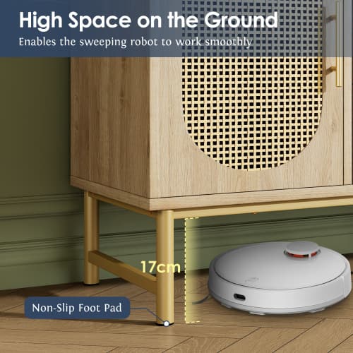 Oak Effect Rattan Sideboard with Ample Storage - image 13