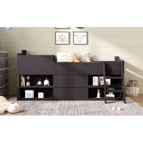 Children's White Mid Sleeper Bed with Drawers & Shelves - image 15