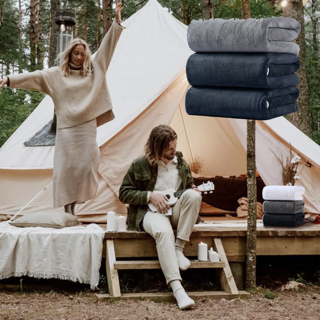 Grey Upholstered Storage Bed with LED Headboard & USB Ports (EU King) - image 5