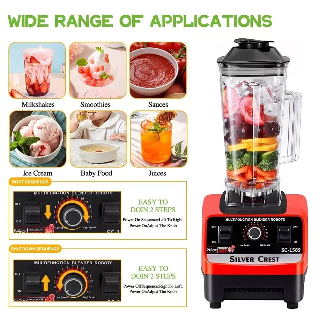 Powerful 4500W Countertop Blender with 2L Jug - image 15