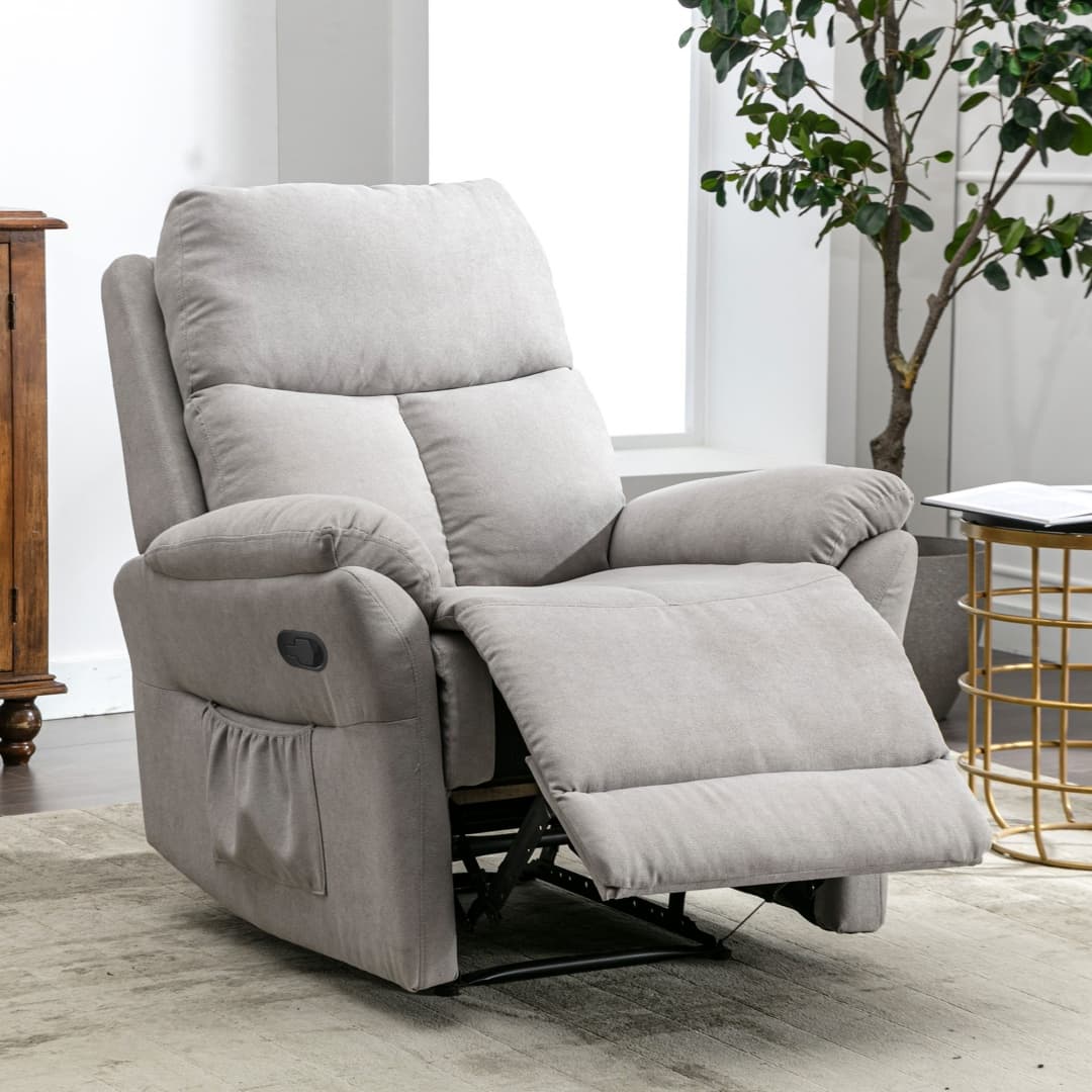 Comfortable Fabric Recliner Armchair with Adjustable Footrest