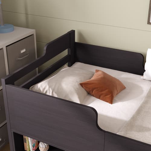 Children's White Mid Sleeper Bed with Drawers & Shelves - image 7