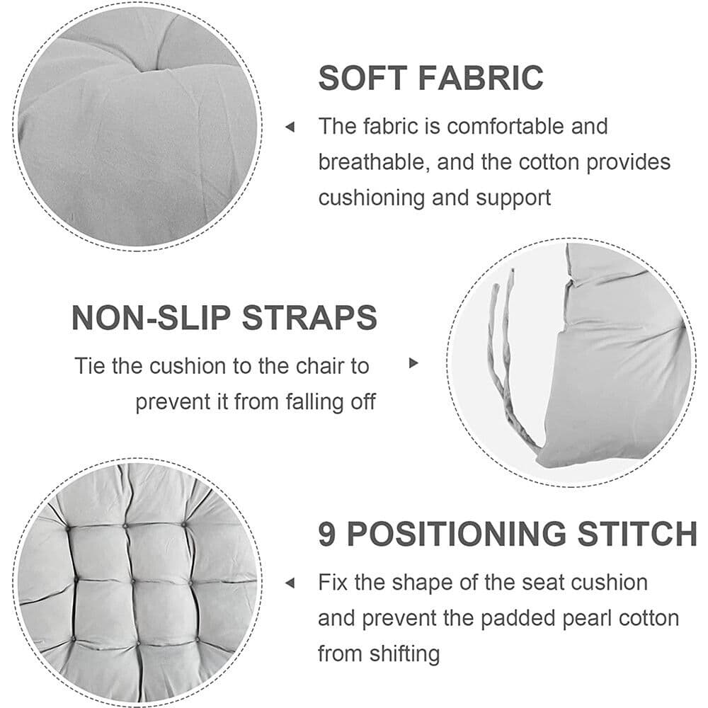 4-Pack Tufted Seat Cushions with Tie-On Fastening — Light Grey - image 16
