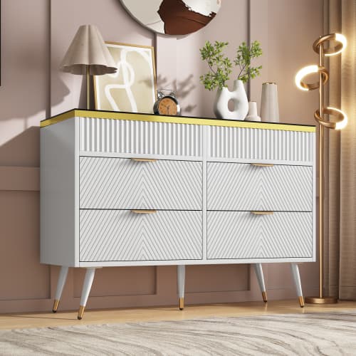 Contemporary White 6-Drawer Sideboard Cabinet - image 3