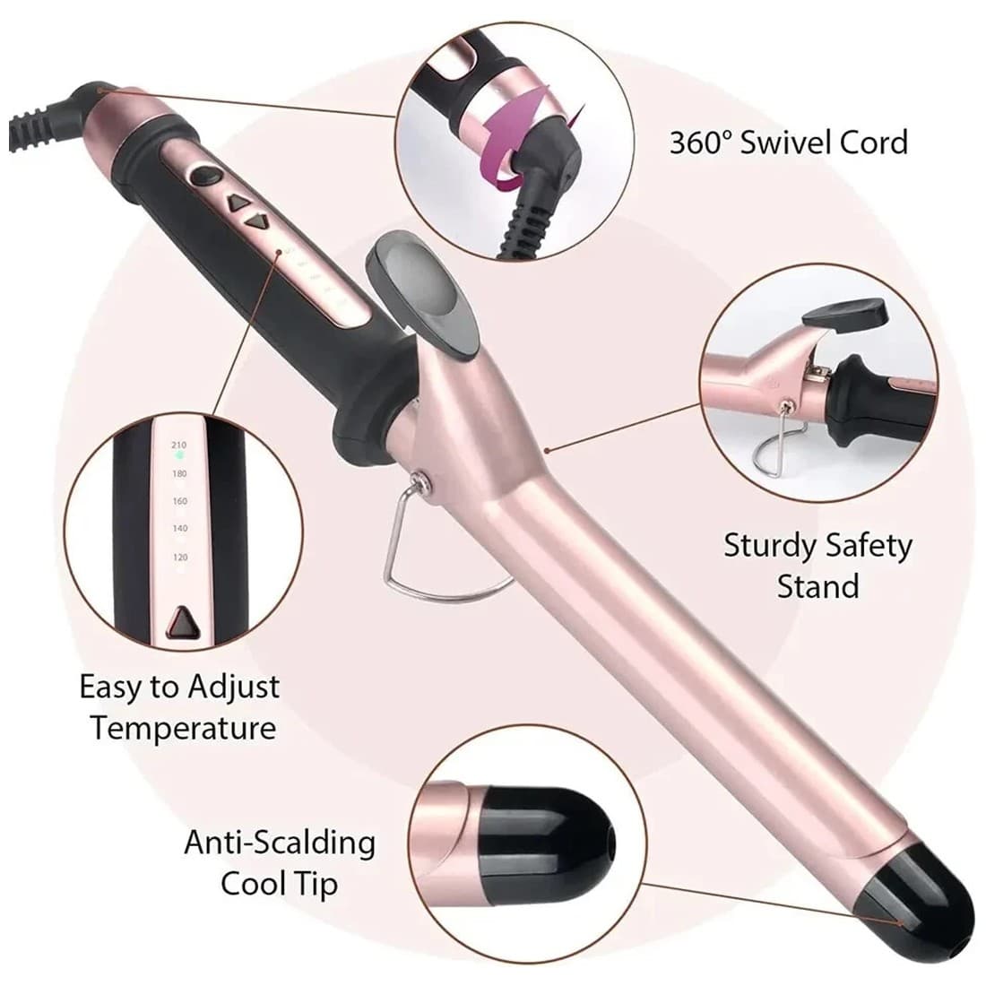 38mm Ceramic Tourmaline Curling Wand for Large Waves - image 11