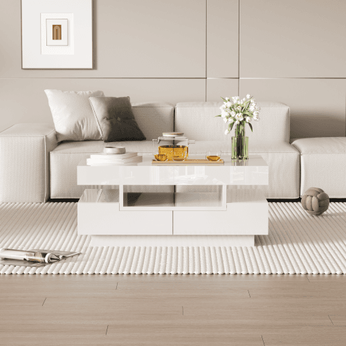 Modern Black Gloss Coffee Table with LED Lighting and Storage - image 21