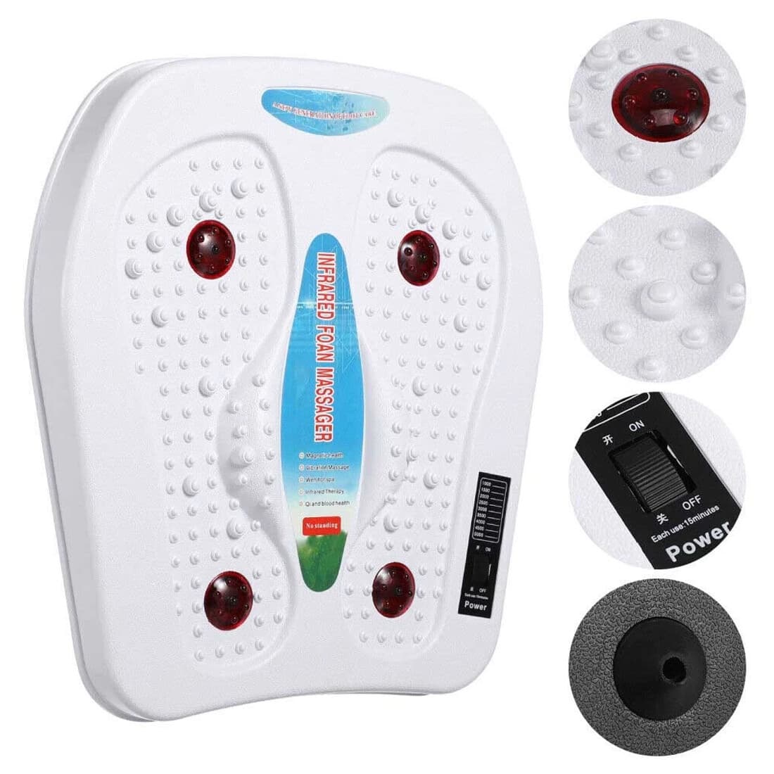 Heated foot and leg vibration massager on a UK living-room floor at end of day