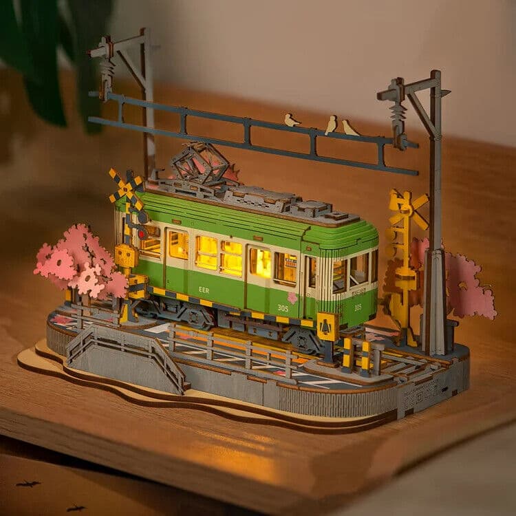 Japanese Sakura Tram Wooden Model Kit to Build