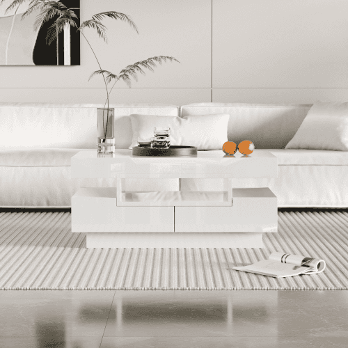 Modern Black Gloss Coffee Table with LED Lighting and Storage - image 24