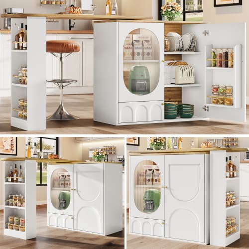 360° Rotating Bar Table with Storage, White - image 10