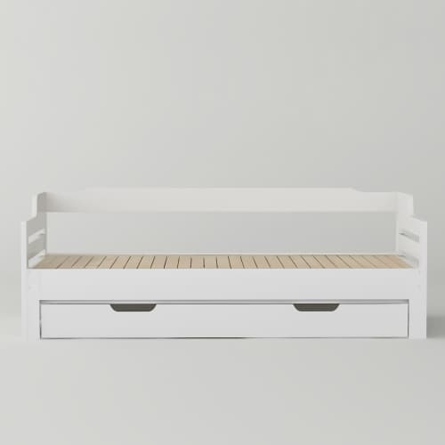 White Solid Wood Day Bed with Pull-Out Trundle and Storage Drawer - image 7