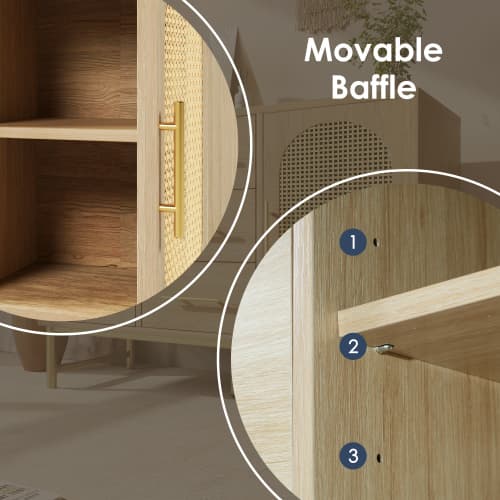 Oak Effect Rattan Sideboard with Ample Storage - image 21