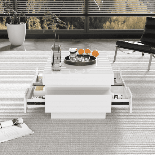 Modern Black Gloss Coffee Table with LED Lighting and Storage - image 9