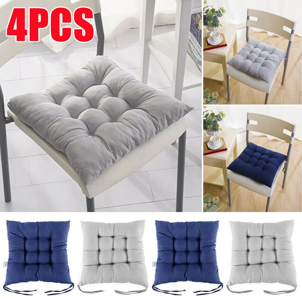 4-Pack Tufted Seat Cushions with Tie-On Fastening — Light Grey - image 19
