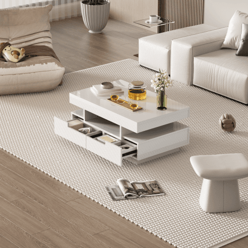 Modern Black Gloss Coffee Table with LED Lighting and Storage - image 26