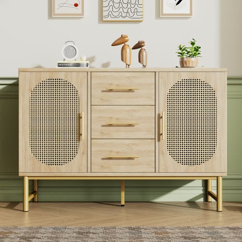 Oak Effect Rattan Sideboard with Ample Storage - image 10