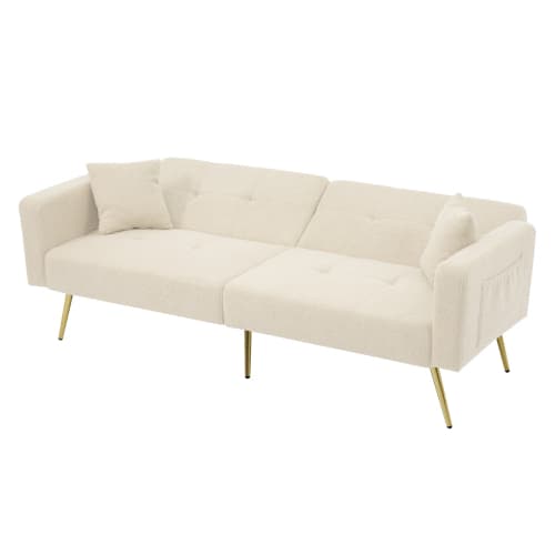 Chic 2 Seater Click Clack Sofa Bed with Side Pockets