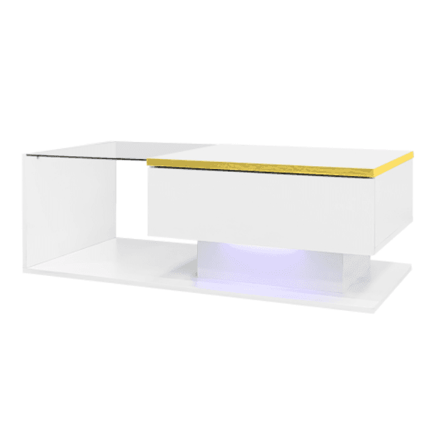 Modern High Gloss Coffee Table with Glass Top and LED Lighting - image 10