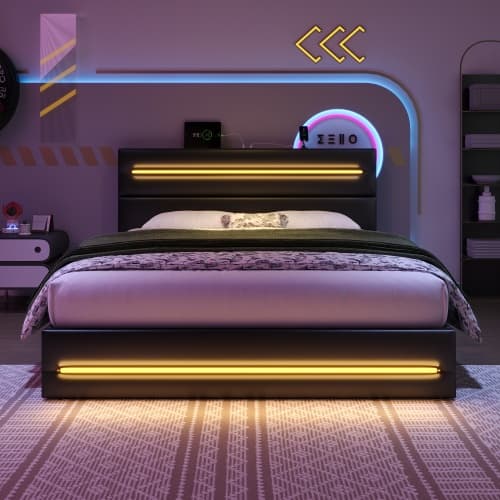 Smart King Size Ottoman Bed with LEDs, USB & Hydraulic Storage - image 6