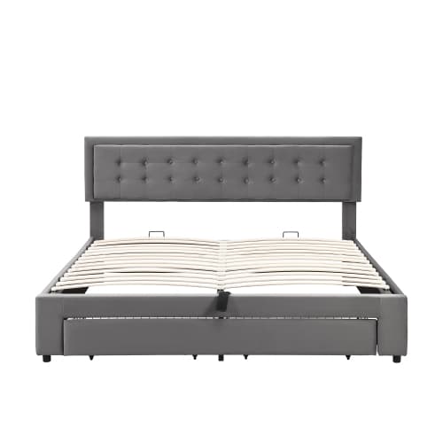 Super King (6ft) Ottoman Bed in Grey Velvet with Storage - image 11