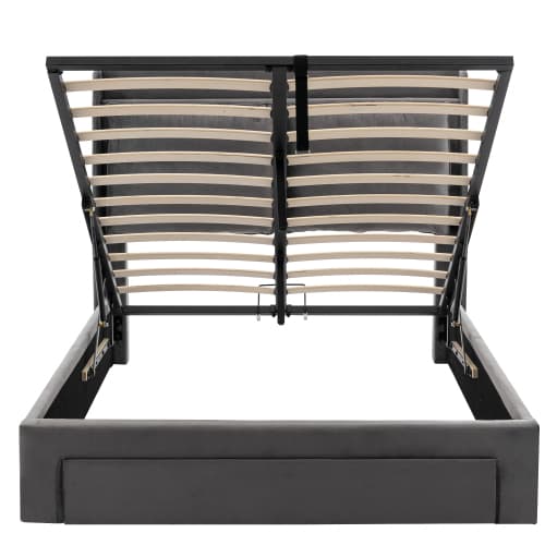 Velvet Upholstered Double Ottoman Bed with Smart Storage & LED - image 22