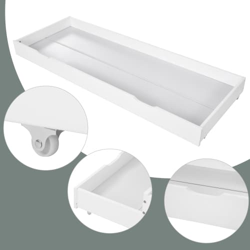 White Solid Wood Day Bed with Pull-Out Trundle and Storage Drawer - image 5