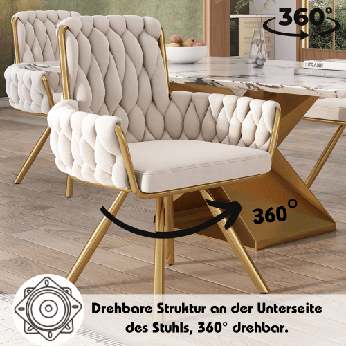 Modern Swivel Armchair in Beige Velvet with Metal Legs - image 10