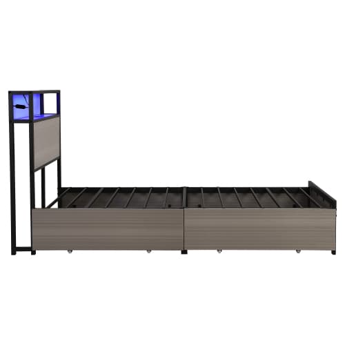 Modern Single Metal Bed with Storage, LED Lights & USB Charging Ports - image 26