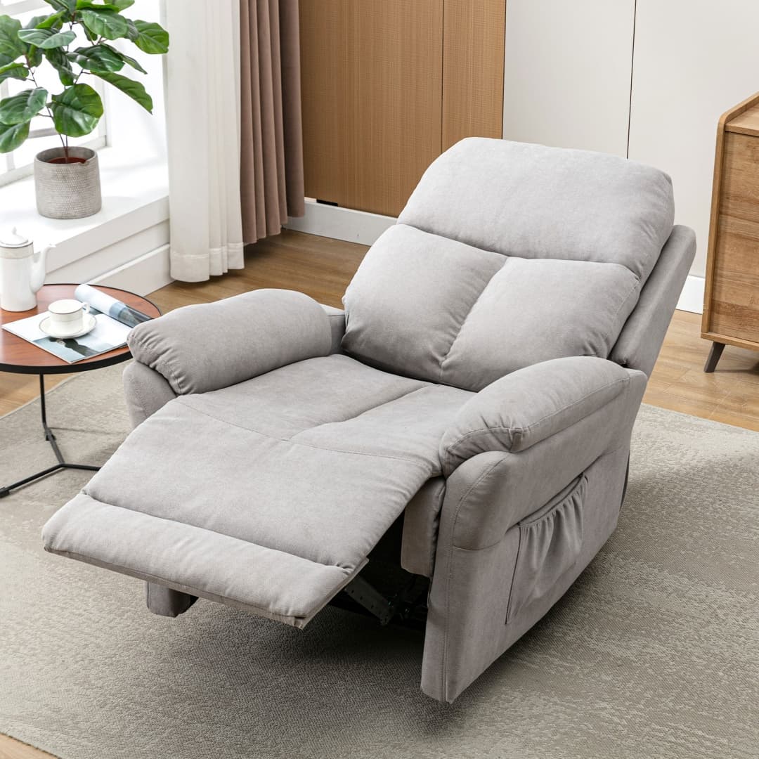 Comfortable Fabric Recliner Armchair with Adjustable Footrest - image 4