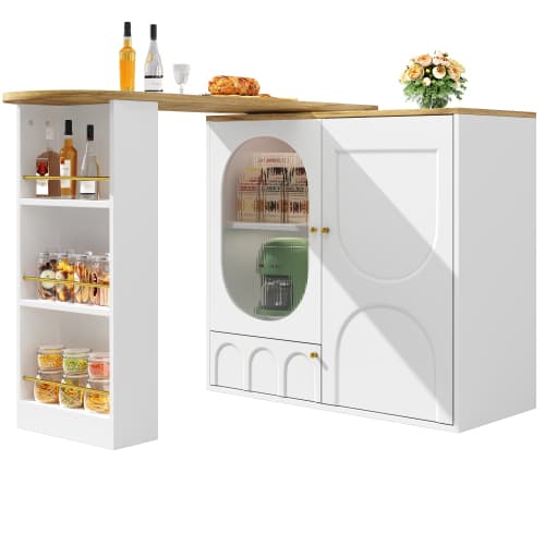 360° Rotating Bar Table with Storage, White - image 6
