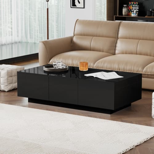 White High Gloss Coffee Table with Hidden Storage - image 12