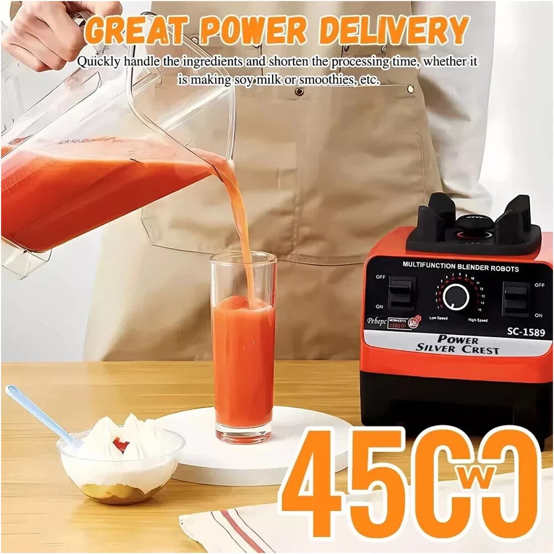 Powerful 4500W Countertop Blender with 2L Jug - image 8