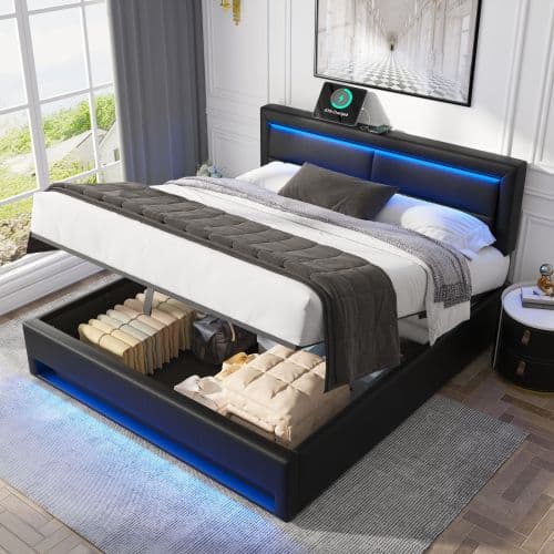 Multifunctional King Size Bed with Ottoman Storage & Charging - image 27